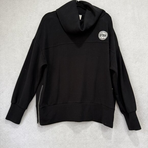 Varley Priya Longline Sweatshirt Womens Small Black DoubleSoft Funnel Neck - Picture 1 of 12